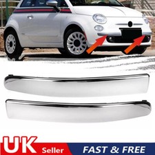 LEFT RIGHT CHROME LOUNGE FRONT BUMPER MOULDING LOWER TRIM FOR FIAT 500 2007-2015