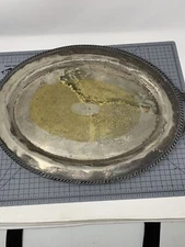 VINTAGE ANTIQUE SILVER ON COPPER METAL TRAY LARGE SHEETS ROCKFORD S CO 1875 3612