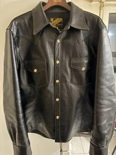 The Shop Vancouver x Y'2 Leather Tom Vintage horsehide Western Shirt Black sz 46