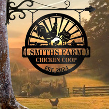Customized Chicken Farm Metal Sign Chicken Coop Sign Personalized Chicken Farm