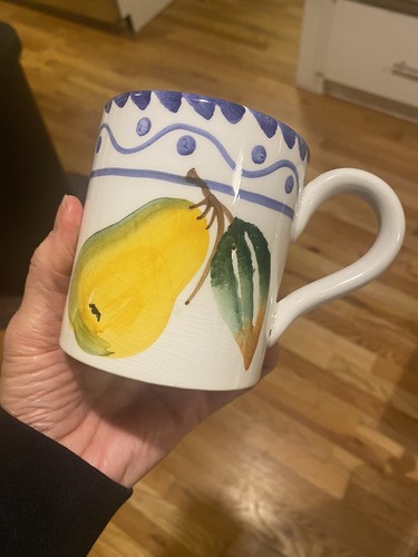 Rare Vintage Nordstrom Hand Painted Italy Coffee Tea Mugs Set Of 4 Fruit - Picture 13 of 19