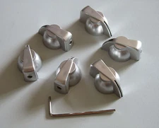 6x Silver Chicken head Knobs 1/4" Guitar Amp Effect Pedal Knobs with Set Screw