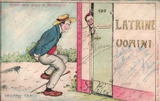 1906 Effects of Montecatini Water Too Late Humorous Postcard