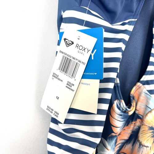 Roxy Girl’s Blue Floral One Piece Swimsuit Size 12 - Picture 3 of 3