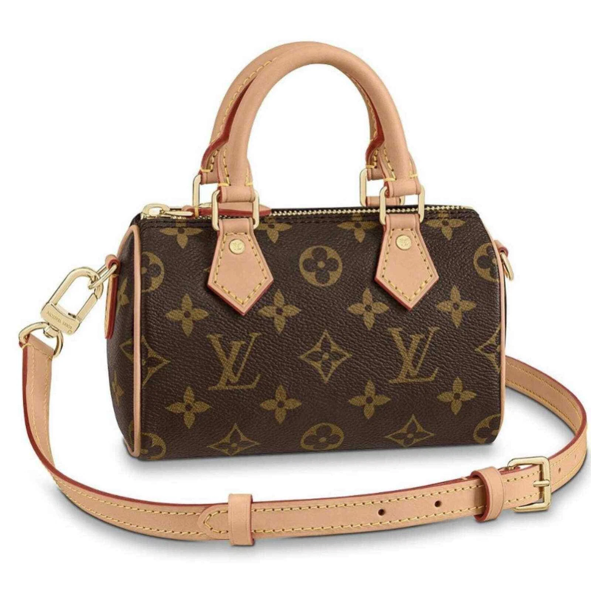 Louis Vuitton Nano Speedy Mini Brown Monogram LV Logo Crossbody Shoulder  Bag