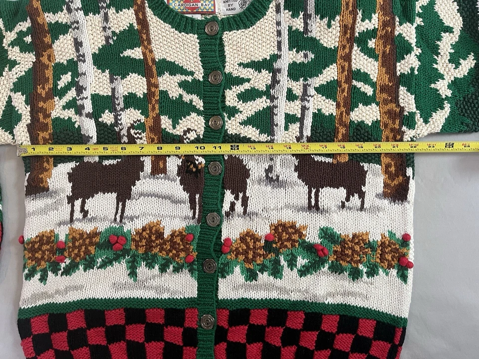 Cárdigan Suéter Vacacional Vintage Bay Moose In The Snow Tejido a Mano Raro S Foto 3 de 4