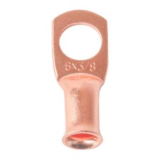 5PCS 6 Gauge Ring 3/8" Hole Terminal Battery Lug Bare Copper Un-Insulated AWG
