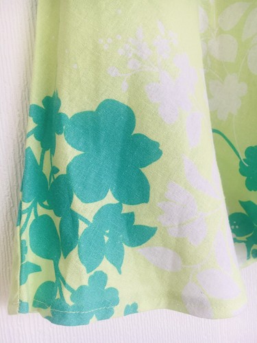 Beautiful & Unique Avant Garde Green Floral Print Bias Cut Linen Skirt 10-12 - Picture 7 of 9