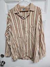 Vintage 50s Pilgrim Sears Sanforized Plaid Striped Button Up Shirt Sz 42/44 A1