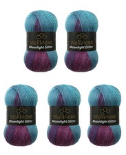 Wollbiene Moonlight Glitter Batik Metallic Wolle Farbverlauf Mohair 5x100g 
