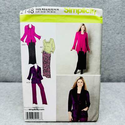 Simplicity 2148 Top Skirt Pants and Cardigan Misses Size 8 16 Sewing ...