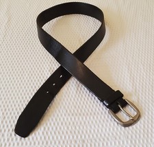 Vintage Cole Haan Leather Belt Black Crafted in England Solid Brass Belt Buckle