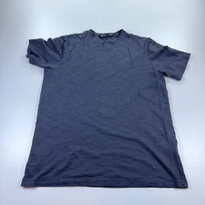 Travis Mathew Shirt Mens Large Gray Striped V Neck Lightweight Stretch Casual