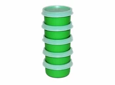 5 TUPPERWARE SMIDGETS MINI BOWLS CONTAINERS SET GREEN SNACKS PILLS NAILS NEW
