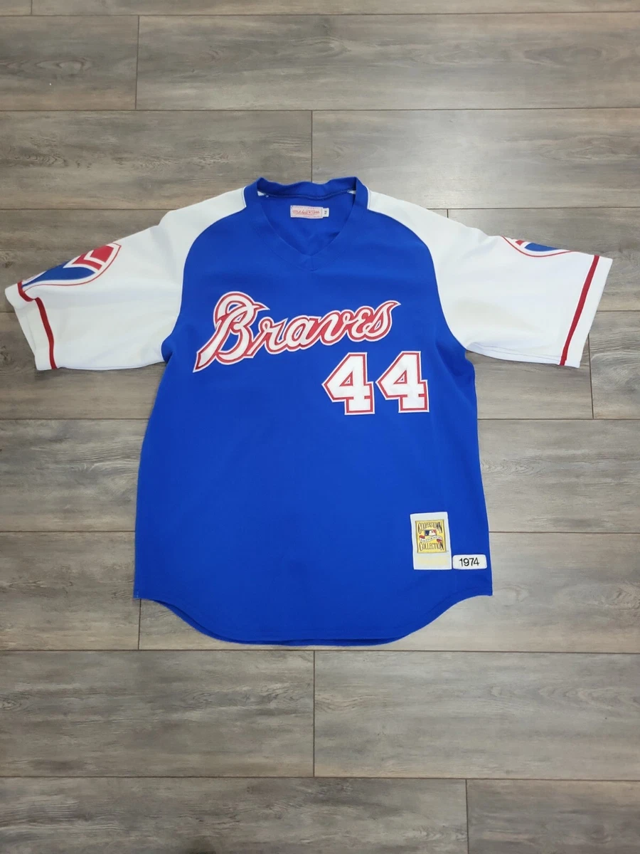 Mitchell & Ness, Shirts, Mitchell Ness Hank Aaron Jersey Mens 48 Braves  Baseball Blue Cooperstown Mlb