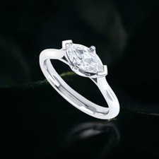 Wedding Diamond Ring 18k White Gold Lab Grown Marquise 1.5 Carat IGI Certified