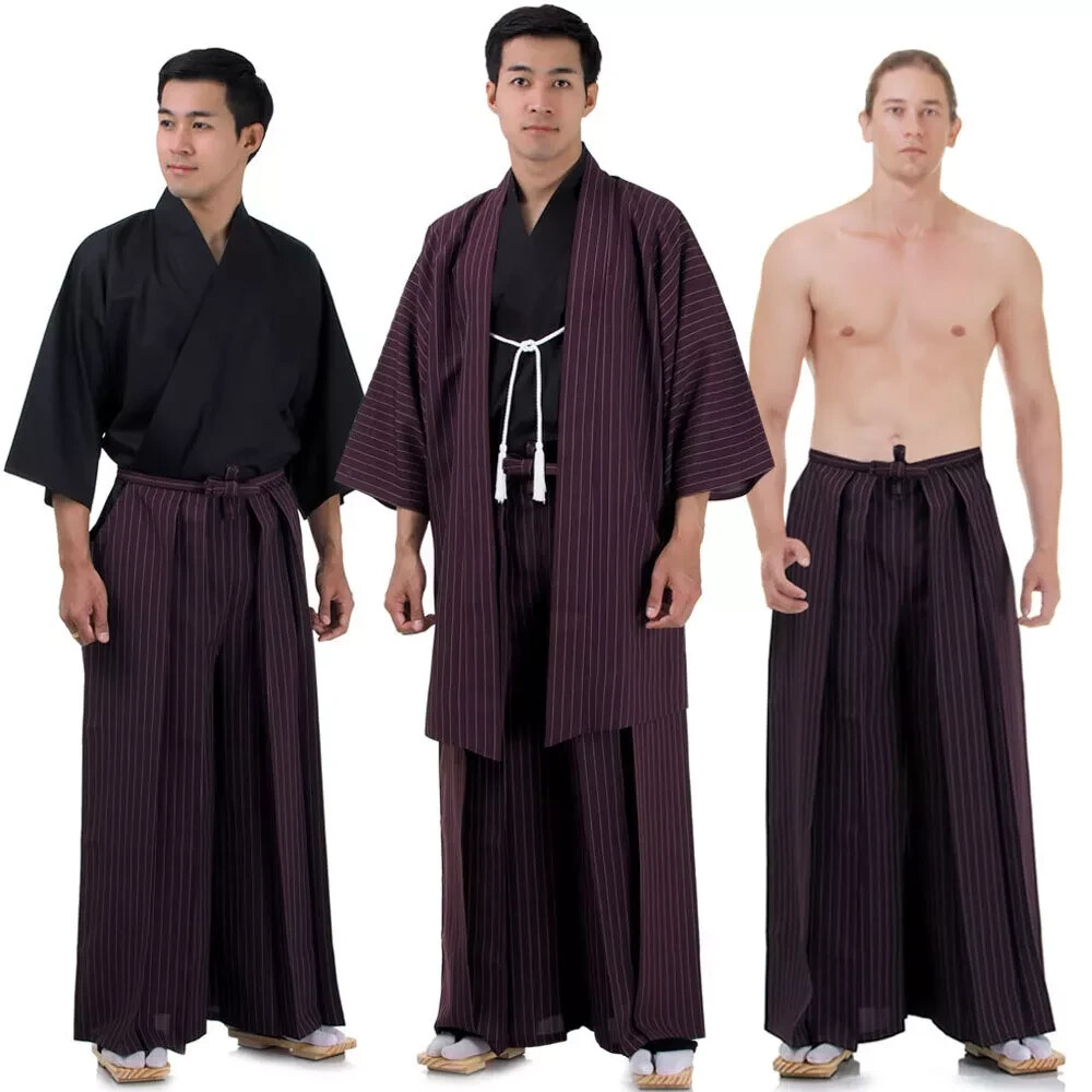 Japanese Samurai Kimono Set Kendo Gi Hakama Pants Haori Jacket