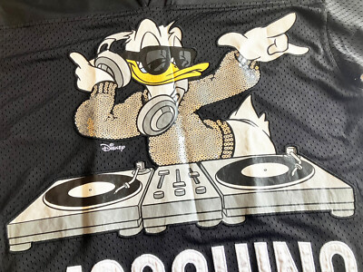 Men's H&M Moschino Disney DJ Donald Duck Sequin Football Shirt
