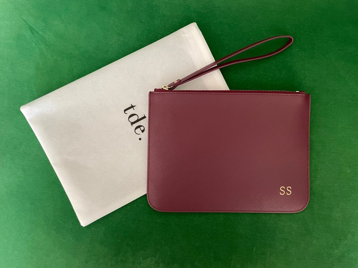 TDE leather pouch monogrammed SS burgundy eBay