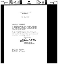 1979 WH Letter Signed  Landon Kite Secretary to President Jimmy Carter