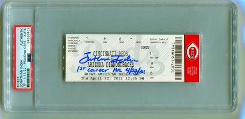 Jonathan India Signed 1st Career Home Run Ticket Inscription PSA Authentic Auto