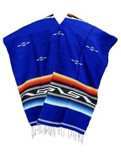 SERAPE Mexican PONCHO - TRIBAL ROYAL BLUE Vintage Decke Gaban Original