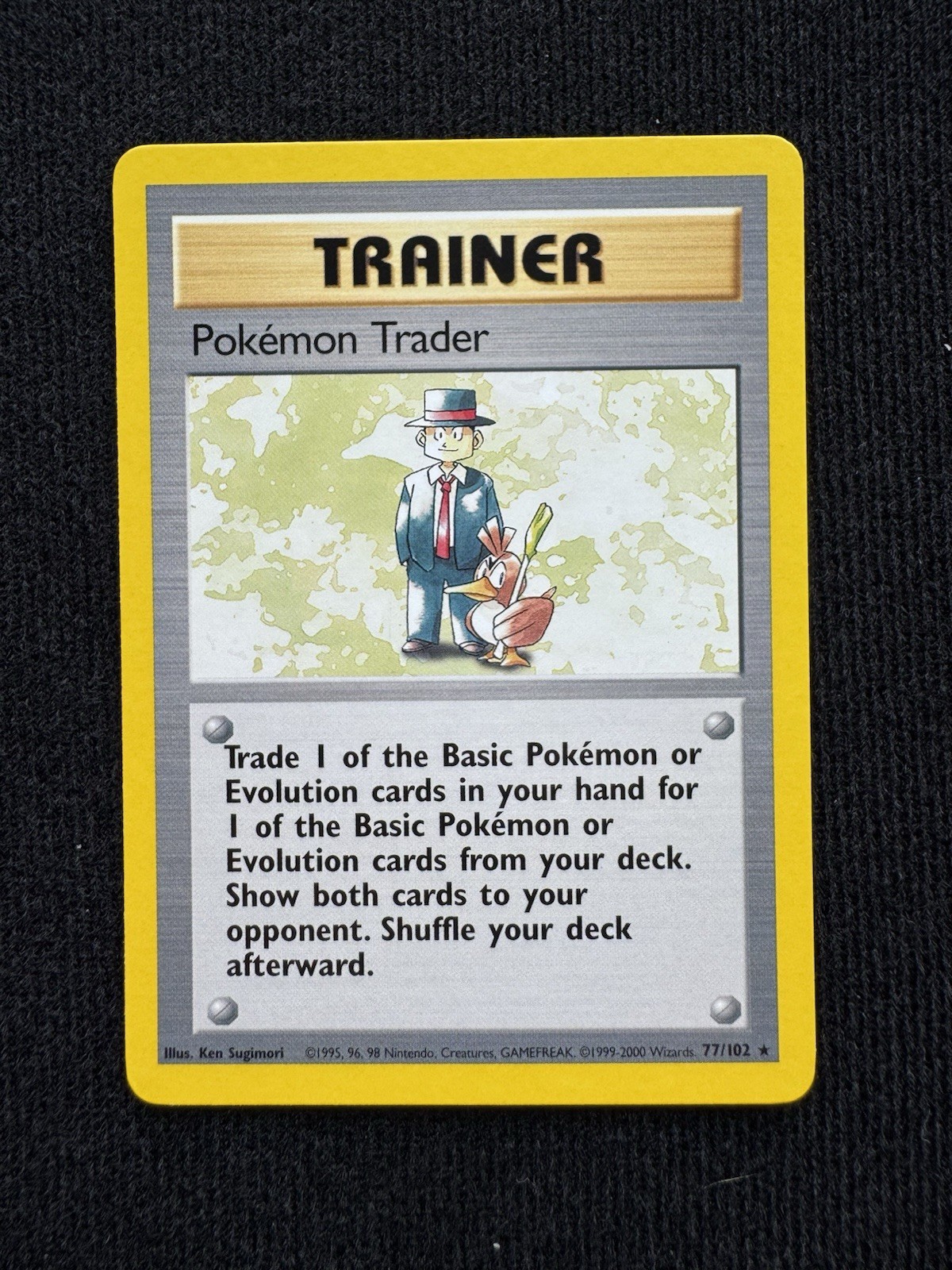 Pokemon Trader 77/102 Rare Base Set Unlimited Pokemon Lightly Played
