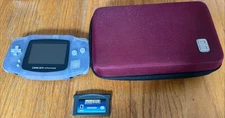 Nintendo Game Boy Advance GBA Console Handheld System Clear Glacier AGB-001 Case