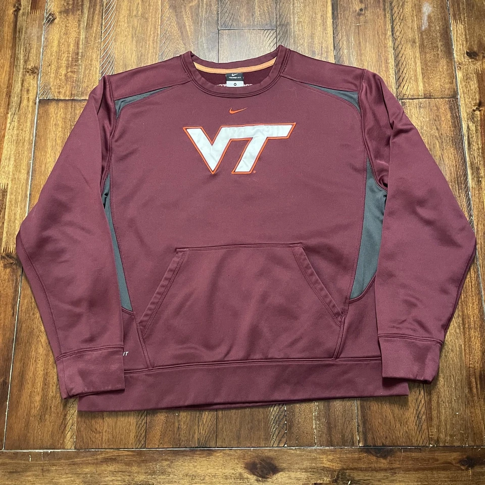 Virginia Tech Hokies Sweatshirt Mens Medium Maroon NCAA College Nike Therma-Fit - Image 2 of 4