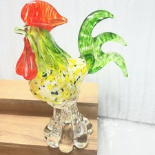 Vintage Murano Style Millefiori Multicolored Art Glass 9  Rooster No Chips