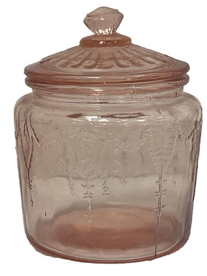 Mosser Glass Jennifer Mini Pink Cookie Jar Cameo Ballerina Pattern With Lid