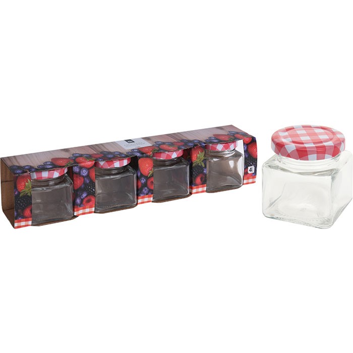 Excellent Houseware Glass Jar with Metal Lid 75ML -  Pack of 4