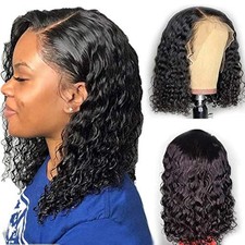 150 Density Water Wave Pre Plucked Front Lace Wigs Human Hair 14 I... Fast Ship