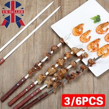 3/6x LARGE Barbecue Skewers Flat Extra Wide Kebab Shish BBQ Heavy Duty Grill uk