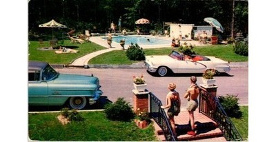 Hazleton PA Genetti Hotel Sun Deck Pool 1962 Postcard + Sympathy Note Luzerne