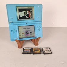 Nintendo DSi Handheld Game Console TWL-001 Aqua Blue with 3 games 