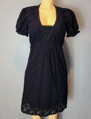 Laundry by Shelli Segal Lace Babydoll Dress Party Graduation Size 6 Black Goth