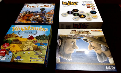 Nice Board game LOT!!!  Ticket to Ride card game, HIVE, KINGDOMINO, and Le Havre