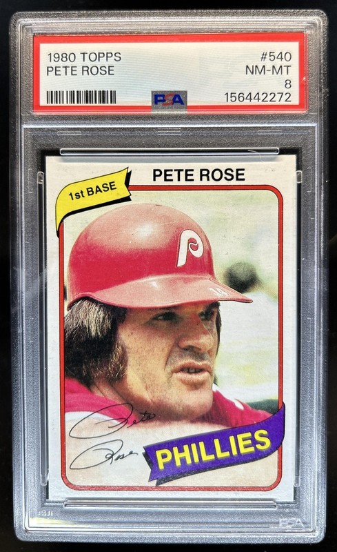 1980 Topps Pete Rose #540 Phillies PSA 8