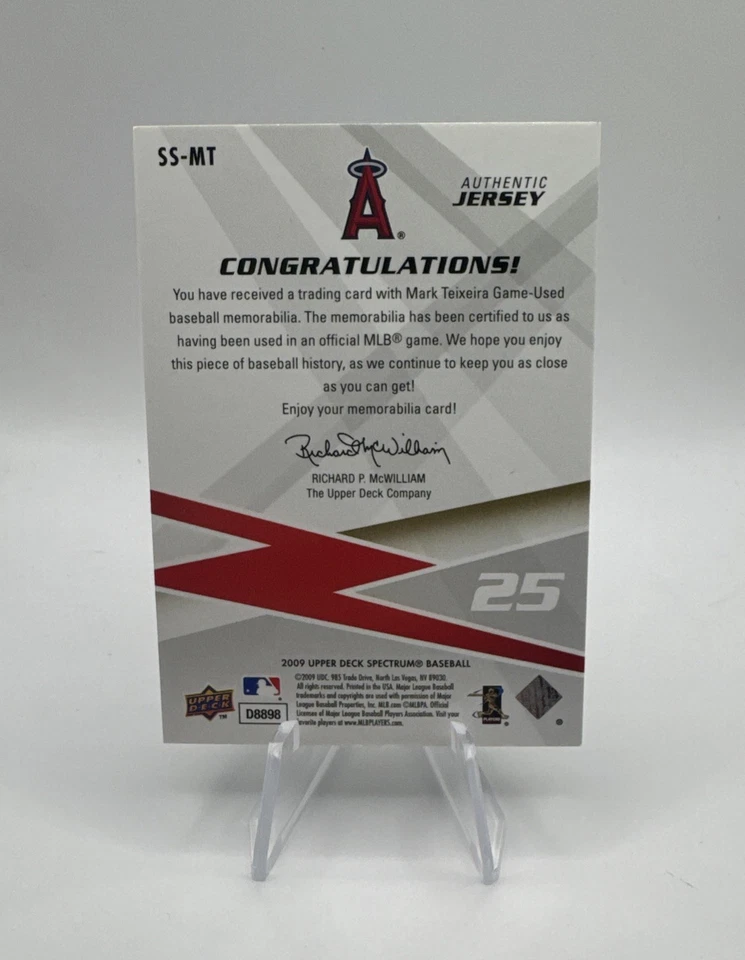 2009 Upper Deck Spectrum Swatches Mark Teixeira /99 SS-MT Angels Braves! - Image 4 of 4