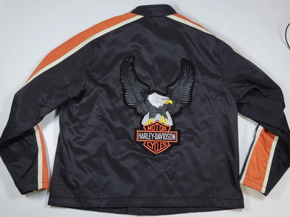 Harley Davidson Woman’s Ladies 1W Black Nylon Full Zip Jacket Zip Pockets - Image 2 of 4