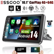 10" Universal 4+64G Car GPS Radio Rotatable Android 14 CarPlay Stereo BT GPS+AHD