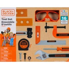 Black  Decker Junior Toy Tool Set Realistic Features includes Goggles 16-Pcs