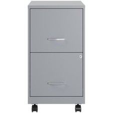 Space Solutions 18"D 2 Drawer Mobile Metal Vertical File Cabinet Platinum/Gray