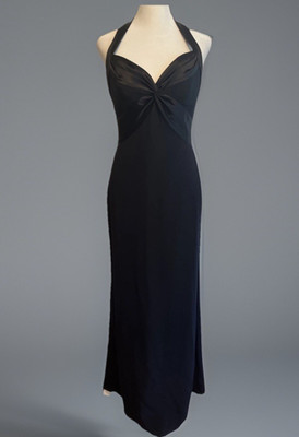 BOB MACKIE BOUTIQUE Sz 6 1997 Halter Satin Evening Gown Vintage Formal Luxury