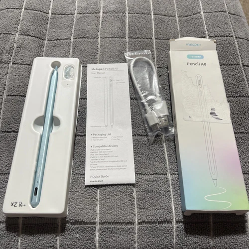Metapen Pencil A8 for iPad 2018-2022 2X Faster Charge 2X Durable Tips Stylus Pen