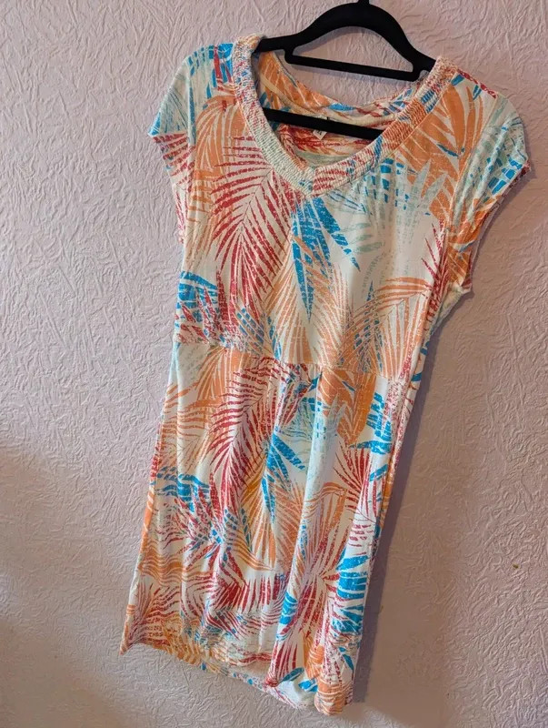 FatFace Tropical Print Dress UK 14 Palm Leaf Jersey image 2