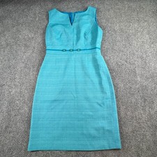 Isabella DeMarco Dress Womens 10 Blue Textured Belted Office Retro Cocktail Work