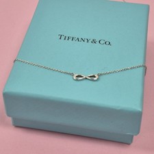Tiffany & Co. Infinity Eternal Pendant Chain Necklace Sterling Silver 16 / 18" #