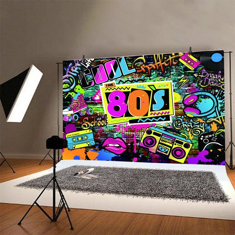 Espalda de fondo de los 80 graffiti hip pop fiesta disco música foto fondo pancarta Foto 2 de 4